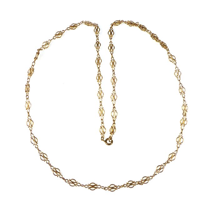 Antique gold circle-and-curve link chain necklace | MasterArt